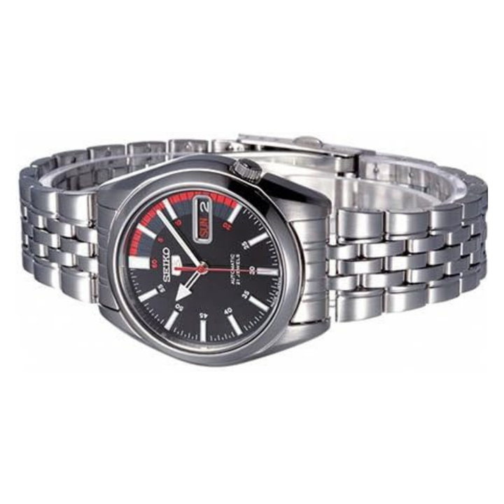 Seiko 5 Men's Black Dial Stainless Steel Automatic Watch - SNK375J1