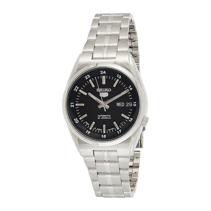 Seiko Men's Black Dial Stainless Steel Band Watch