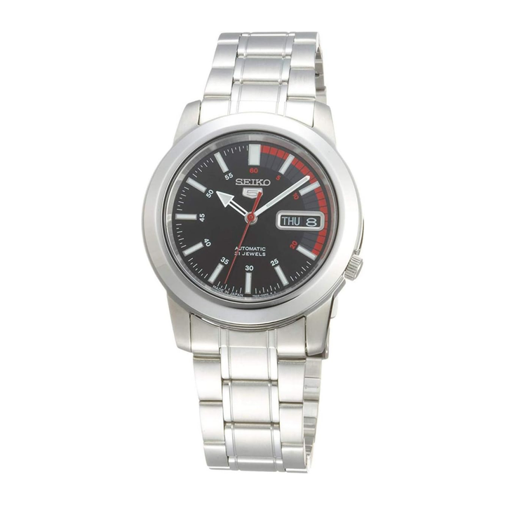 Seiko 5 Stainless Steel Black Dial Watch Men's SNKK31J1