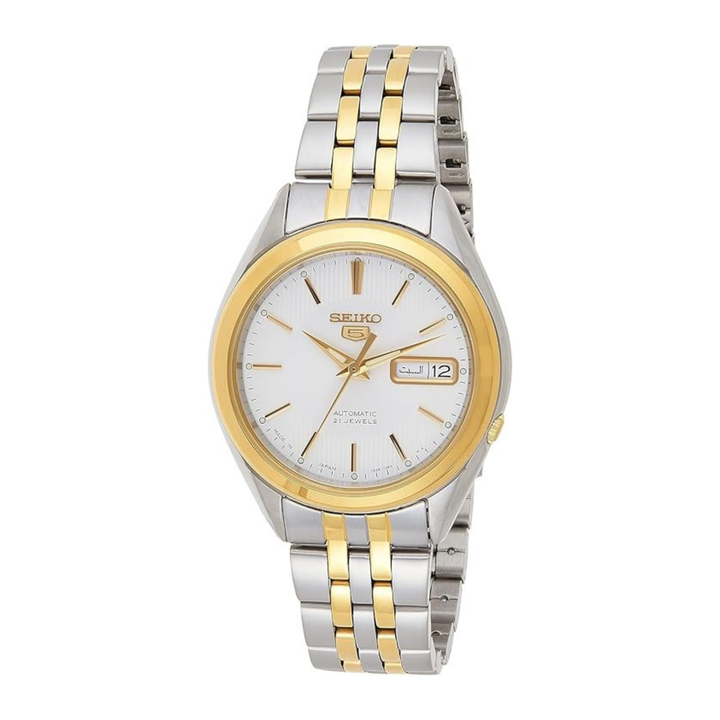 Seiko 5 Men's White Dial Stainless Steel Automatic Watch - Snkl24J1