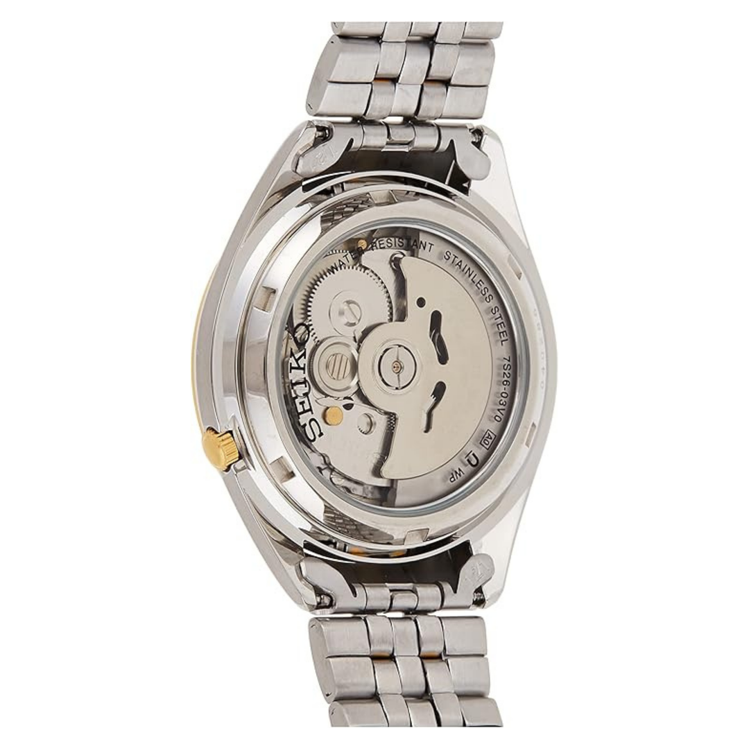 Seiko 5 Men's White Dial Stainless Steel Automatic Watch - Snkl24J1