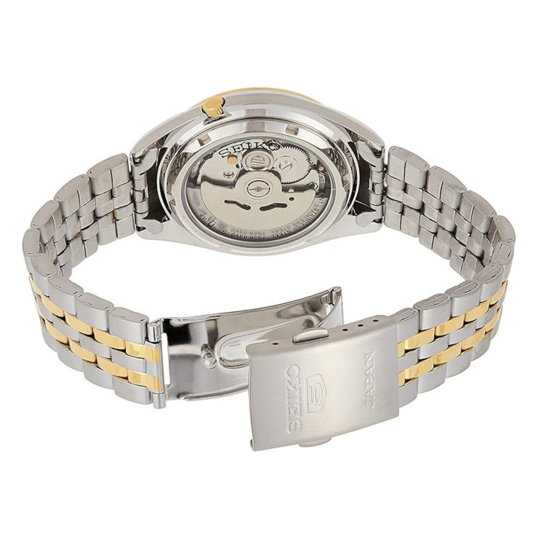 Seiko 5 Men's White Dial Stainless Steel Automatic Watch - Snkl24J1