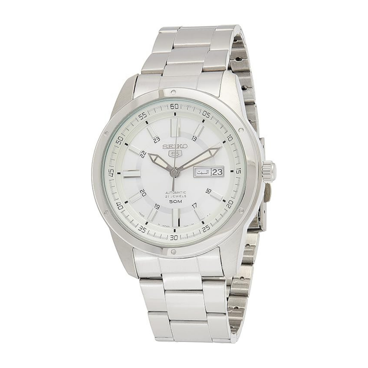 Seiko Men's Automatic Watch With Analog Display And Stainless Steel Strap Snkn09J1, Silver