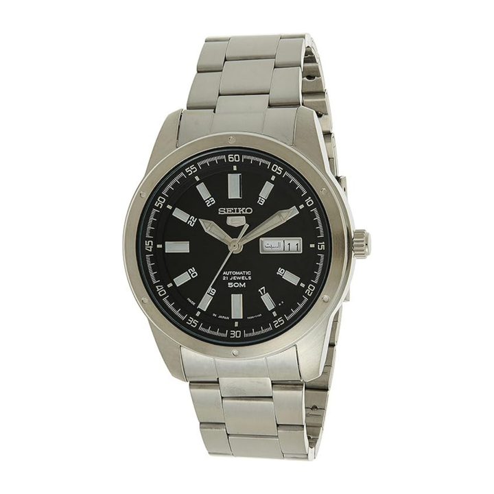 Seiko Men Automatic Watch, Analog Display And Stainless Steel Strap SNKN13J1