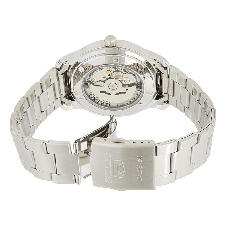 Seiko men's automatic watch with analog display and stainless steel strap snkp17j1