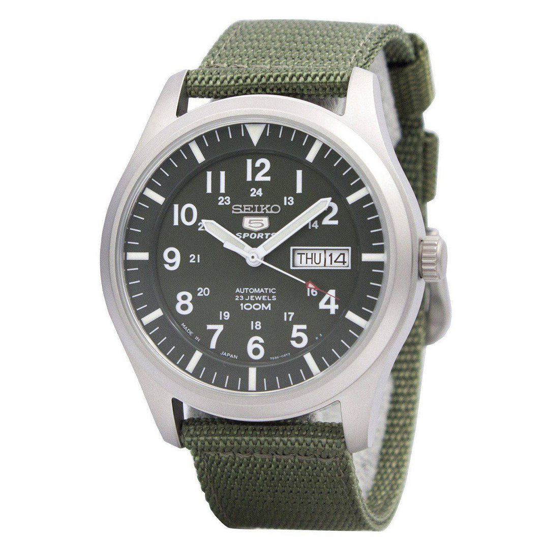 SEIKO 5 SPORTS Automatic made in Japan Green Dial Nylon Strap Watch SNZG09J1 Men&