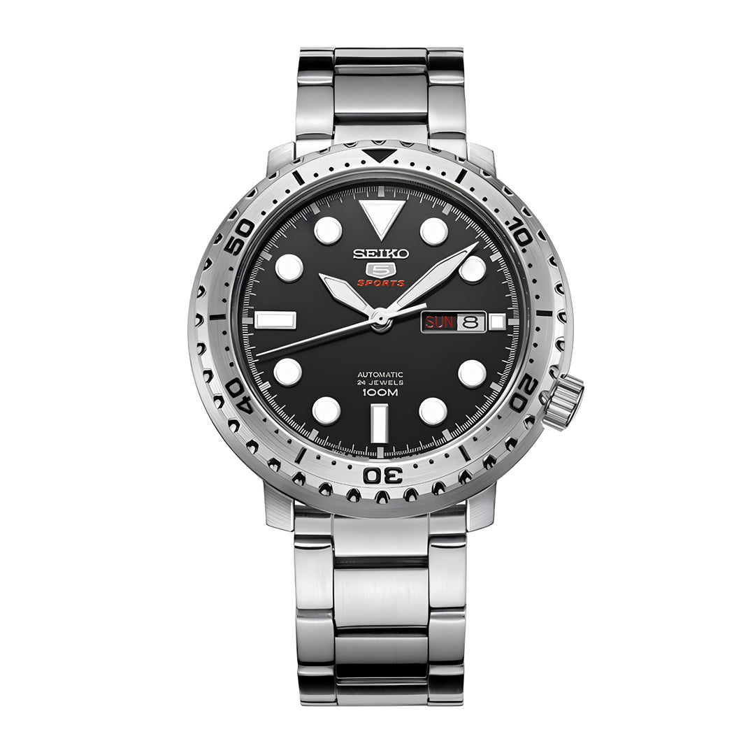 Seiko 5 Sports Black Dial Stainless Steel Men&