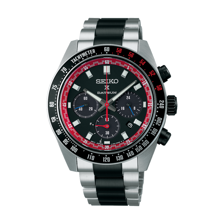 Seiko Datsun watch with black and red face