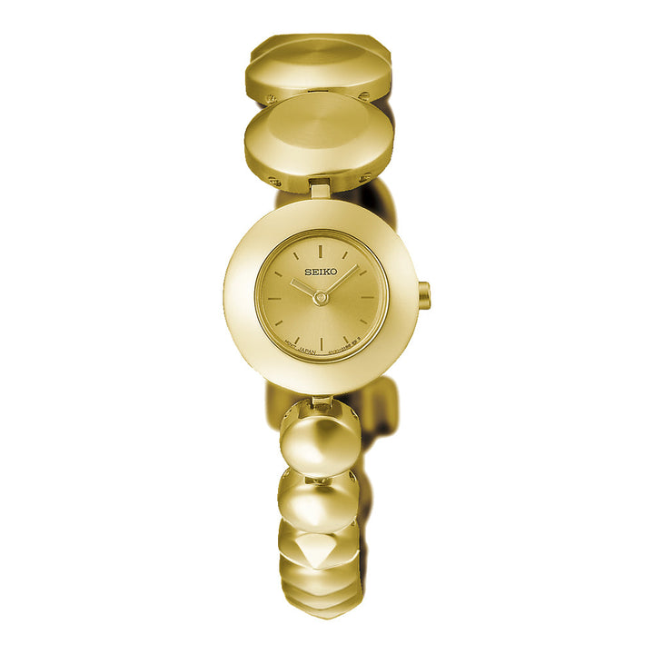 Gold Seiko watch with a white background