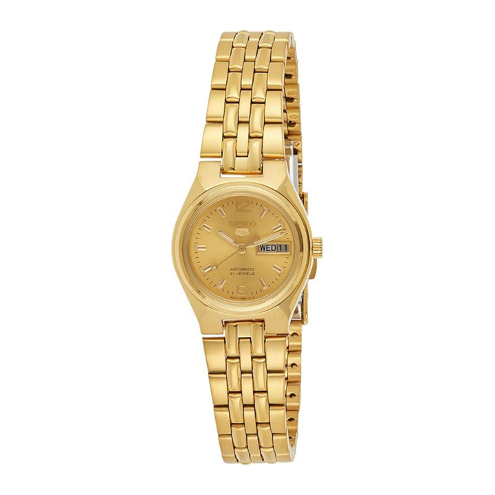 Seiko Women's Gold Dial Stainless Steel Band Watch - SYMK36K1