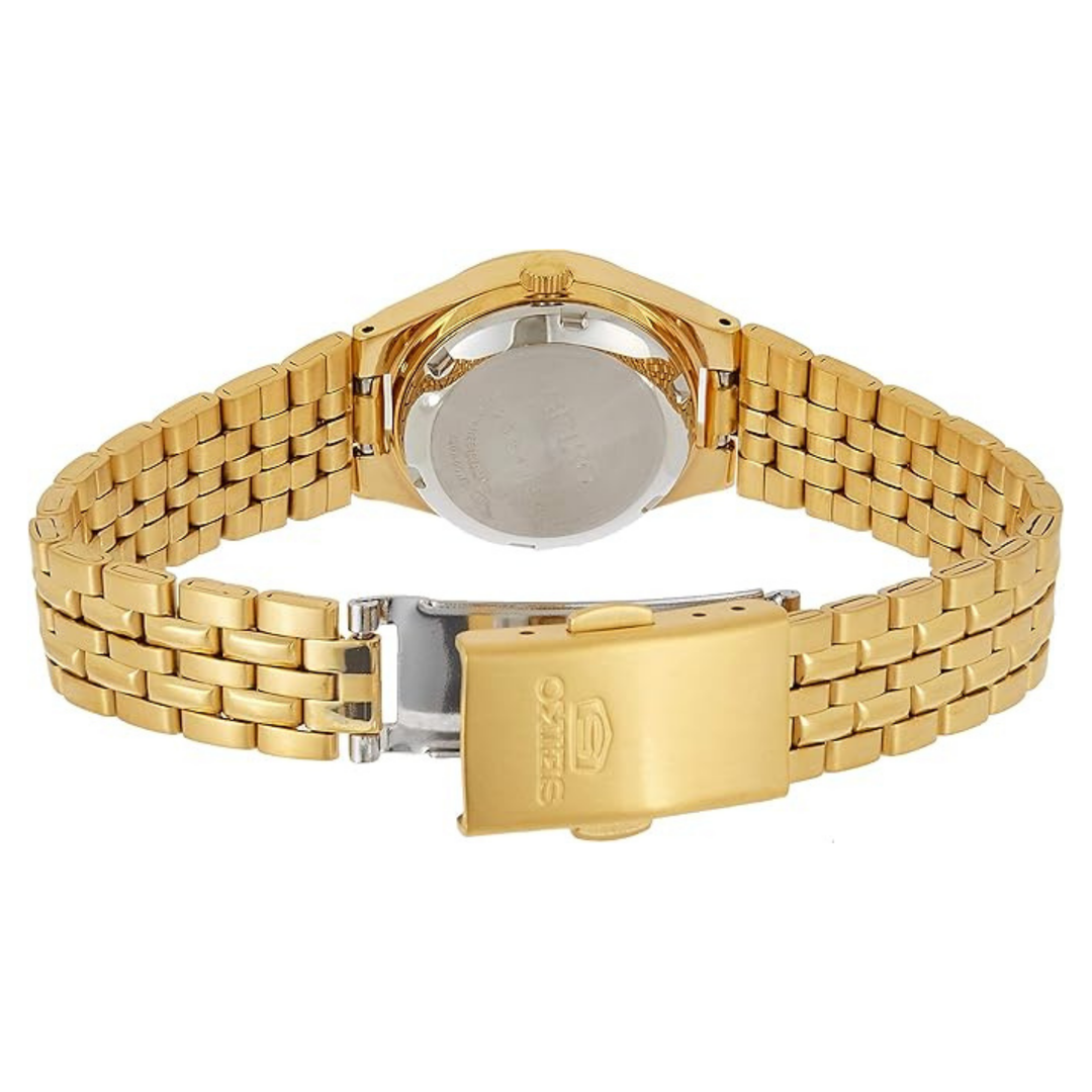 Seiko Women's Gold Dial Stainless Steel Band Watch - SYMK36K1
