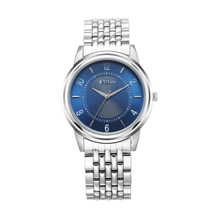 Titan Karishma Zing Men’s Quartz Analog Watch with Blue Dial &amp; Stainless Steel Strap