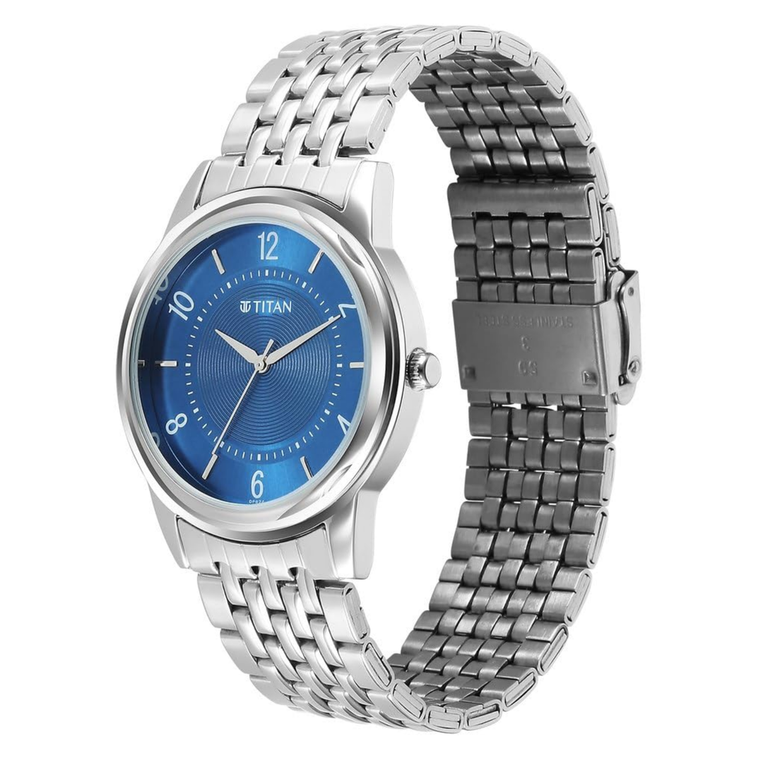 Titan Karishma Zing Men’s Quartz Analog Watch with Blue Dial &amp; Stainless Steel Strap