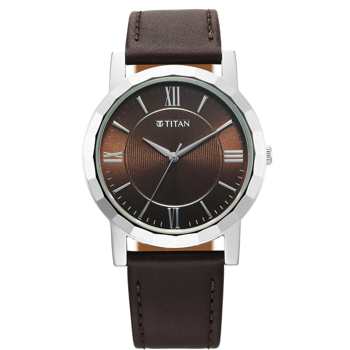 Titan Karishma Zing Men’s Quartz Analog Watch with Brown Dial &amp; Leather Strap