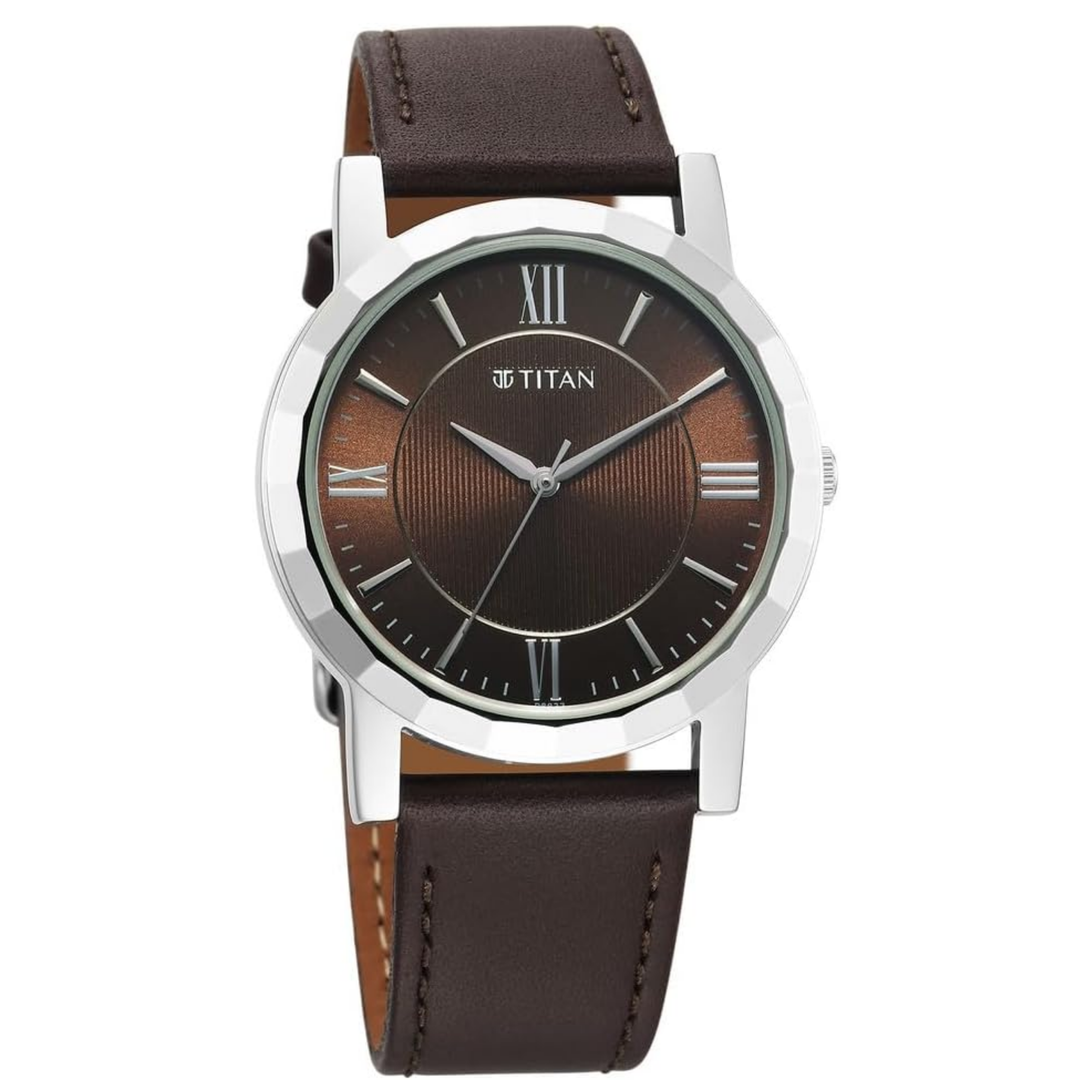 Titan Karishma Zing Men’s Quartz Analog Watch with Brown Dial &amp; Leather Strap