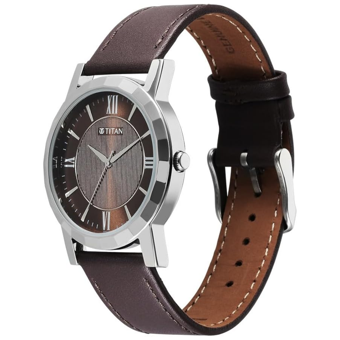 Titan Karishma Zing Men’s Quartz Analog Watch with Brown Dial &amp; Leather Strap