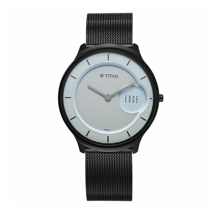 Titan Edge Murals Quartz Analog Men’s Watch with White Round Dial &amp; Stainless Steel Strap