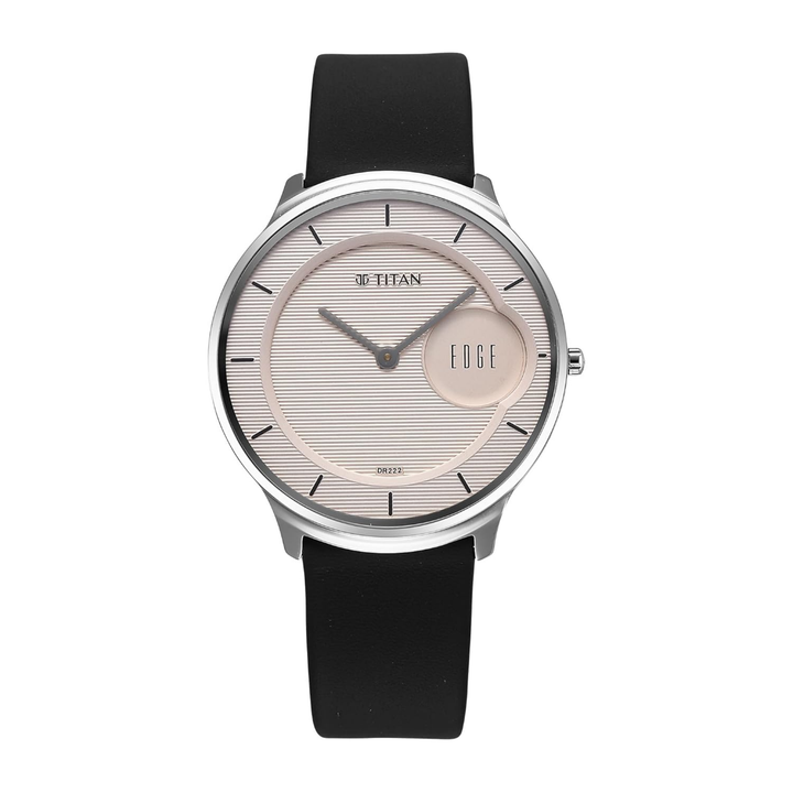 Titan Edge Murals Quartz Analog Men’s Watch with Light Brown Round Dial and Genuine Leather Strap