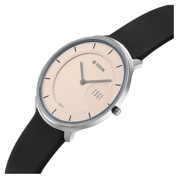 Titan Edge Murals Quartz Analog Men’s Watch with Light Brown Round Dial and Genuine Leather Strap