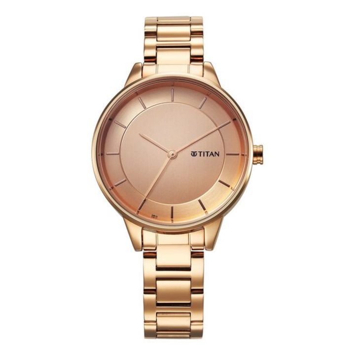 Titan Razzle Dazzle Quartz Analog Women’s Watch with Rose Gold Dial and Stainless Steel Strap