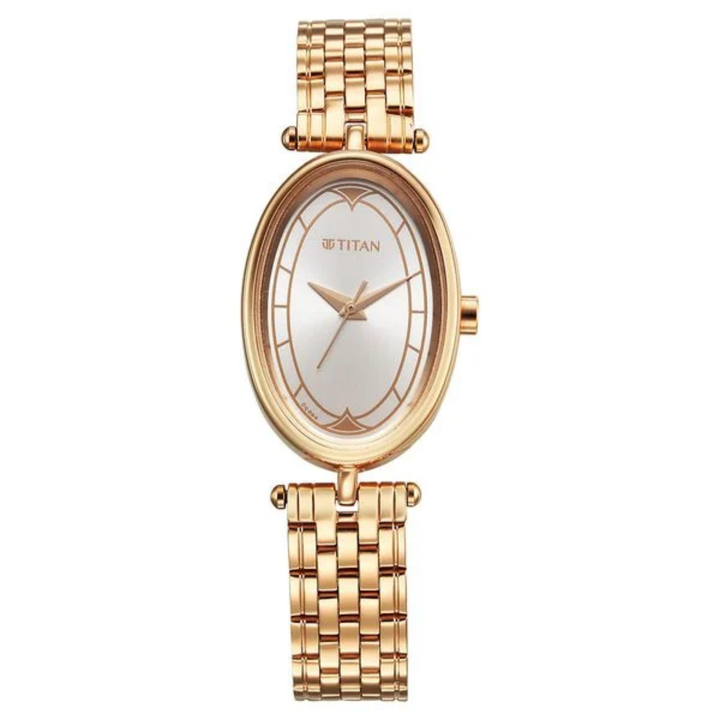 Titan Karishma Quartz Analog Women’s Watch with Silver Dial and Rose Gold Stainless Steel Strap