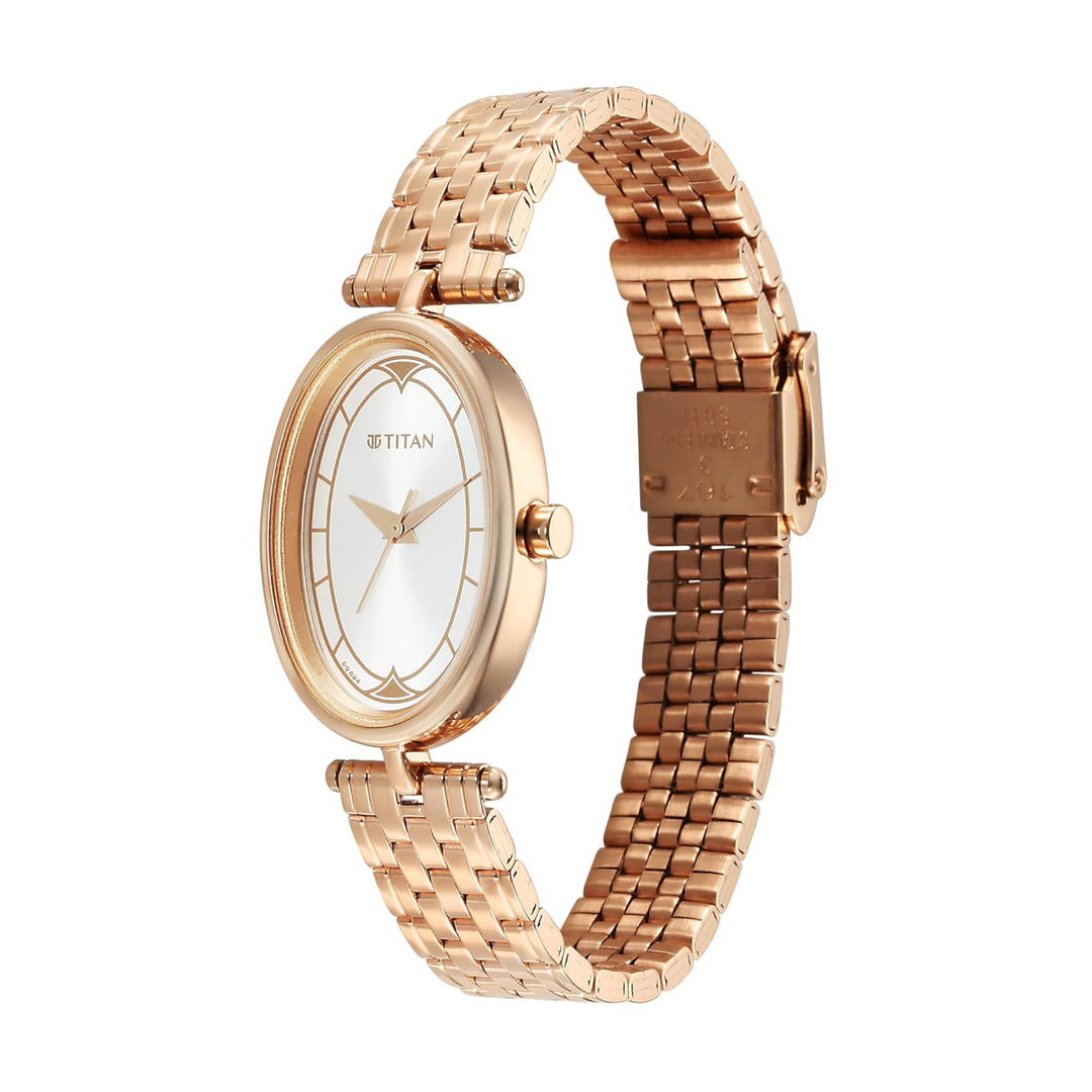 Titan Karishma Quartz Analog Women’s Watch with Silver Dial and Rose Gold Stainless Steel Strap