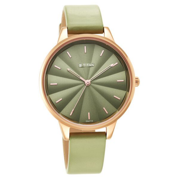 Titan Neo Analog Women’s Watch with Green Dial and Leather Strap