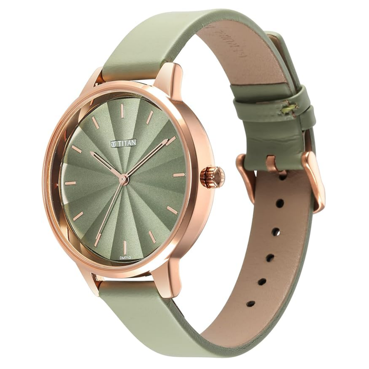 Titan Neo Analog Women’s Watch with Green Dial and Leather Strap