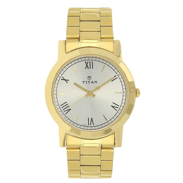 Silver Dial Watch with Gold-Tone Stainless Steel Strap