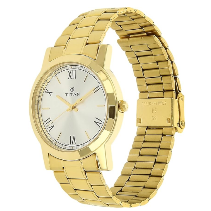 Silver Dial Watch with Gold-Tone Stainless Steel Strap