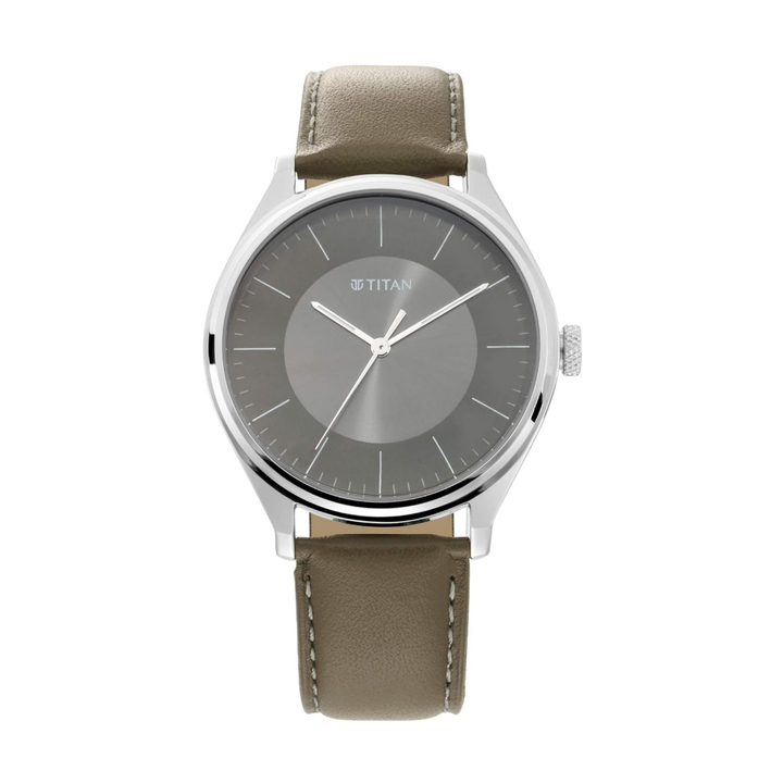 Titan Men’s Urban Edge Watch with Lustrous Olive Dial and Leather Strap