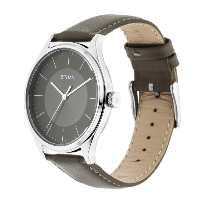 Titan Men’s Urban Edge Watch with Lustrous Olive Dial and Leather Strap