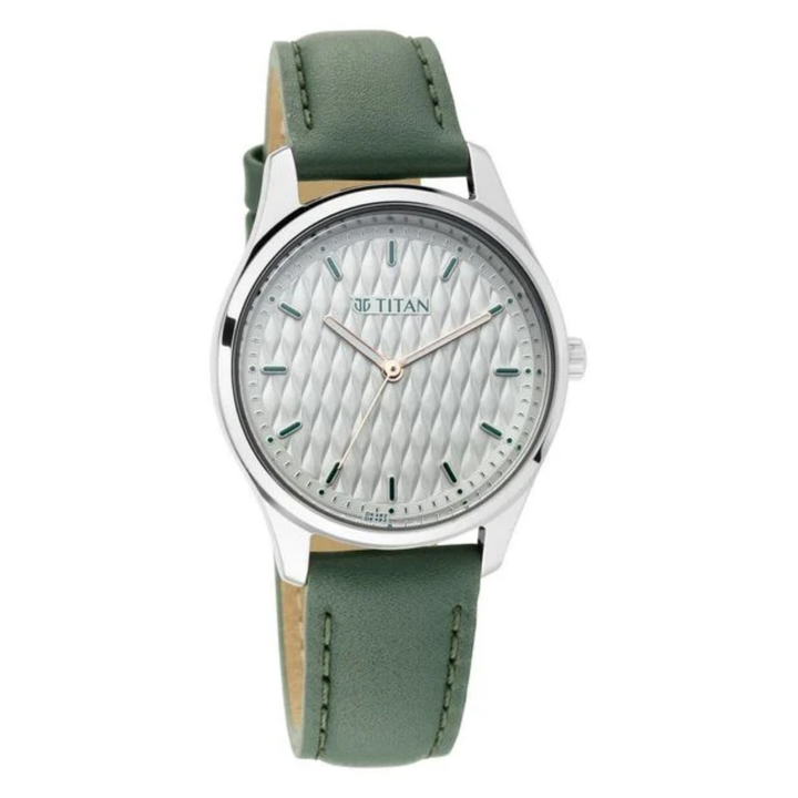 Titan Workwear Women’s Analog Watch with White Dial and Leather Strap