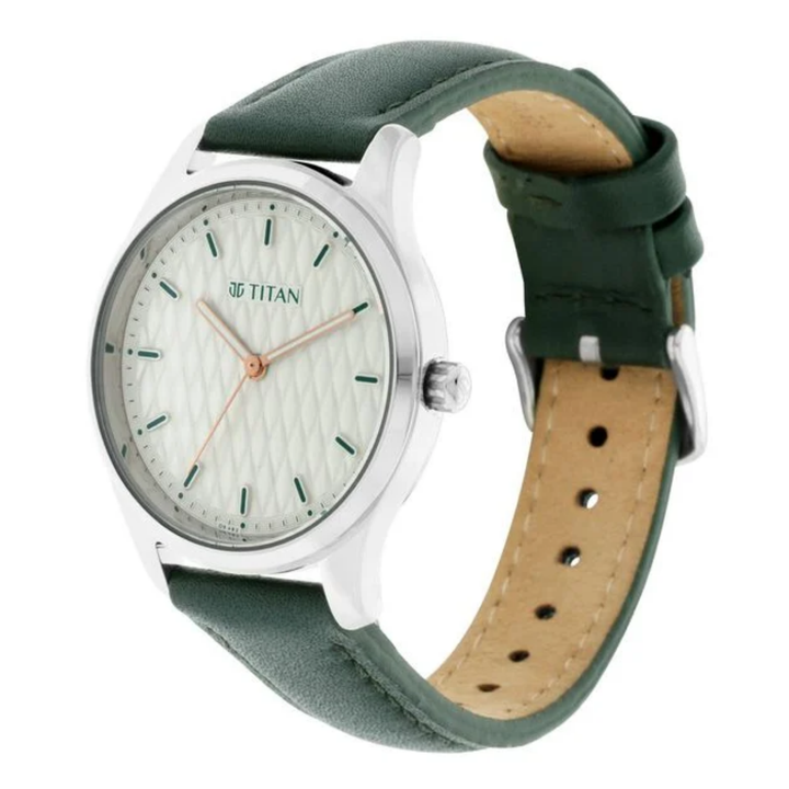 Titan Workwear Women’s Analog Watch with White Dial and Leather Strap