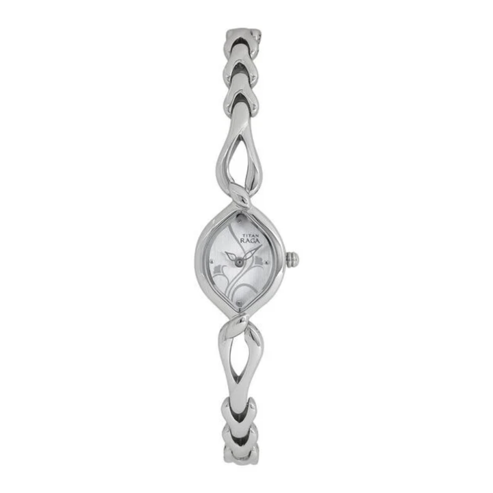 Titan Quartz Analog Watch for Women with Silver Dial and Metal Strap