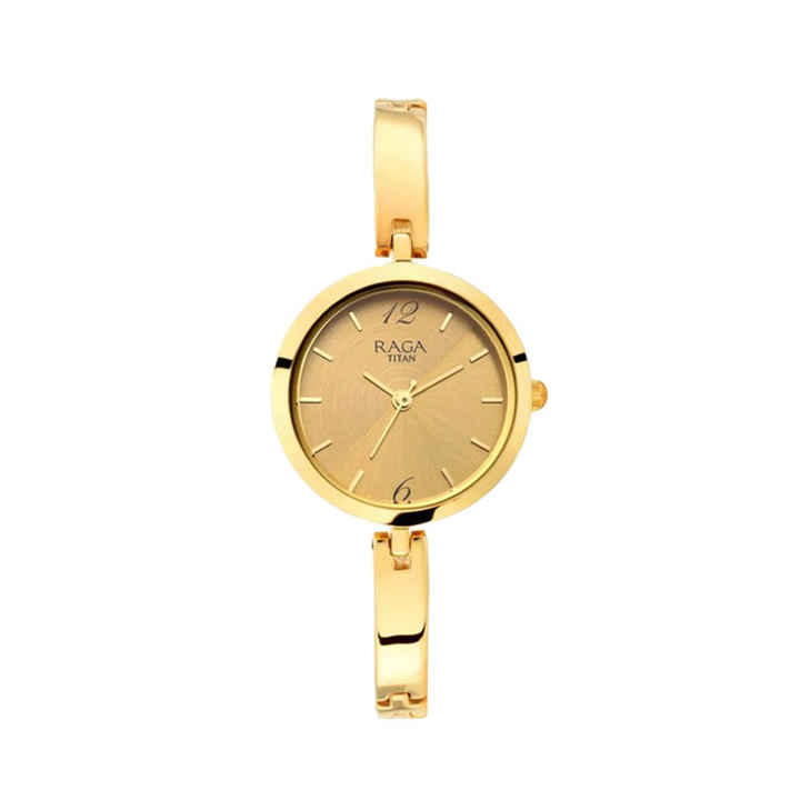 Titan Raga Viva Women’s Analog Watch with Golden Dial and Metal Strap