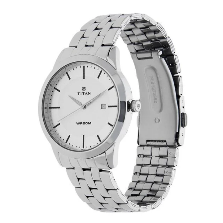 Titan Men’s Quartz Analog Watch with Brown Dial, Date Display and Leather Strap