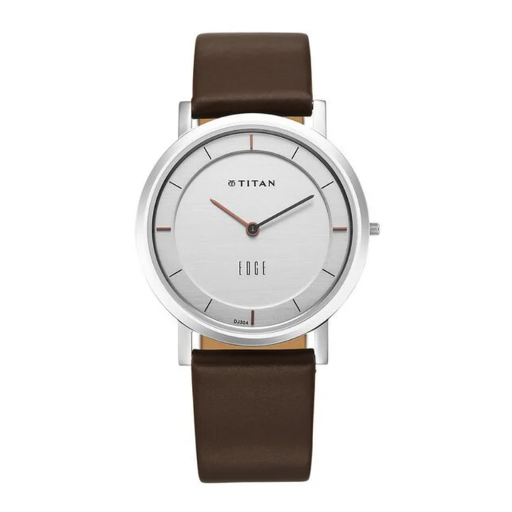 Titan Company Edge Men’s Analog Watch with Silver Dial and Leather Strap