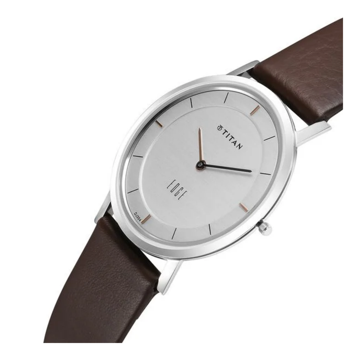 Titan Company Edge Men’s Analog Watch with Silver Dial and Leather Strap