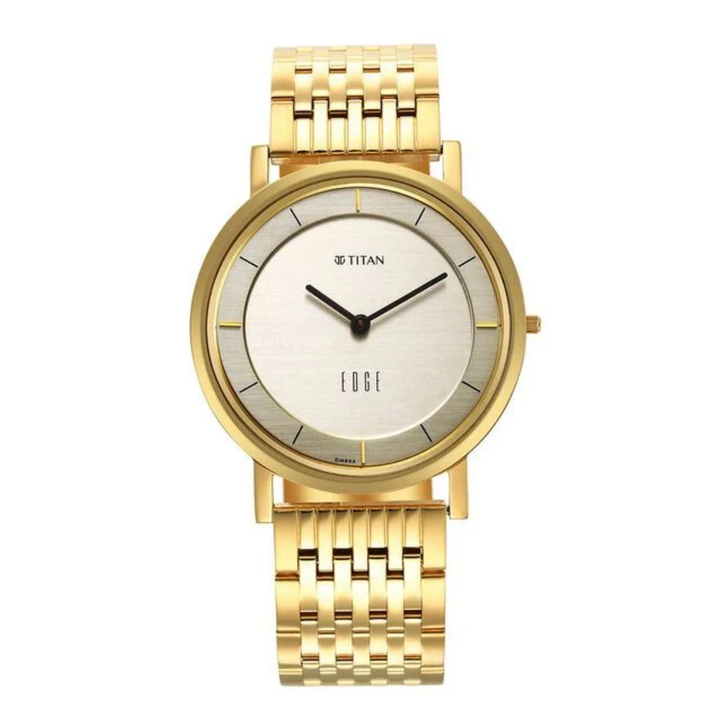 Edge Men’s Metal Watch with Yellow Dial and Stainless Steel Strap