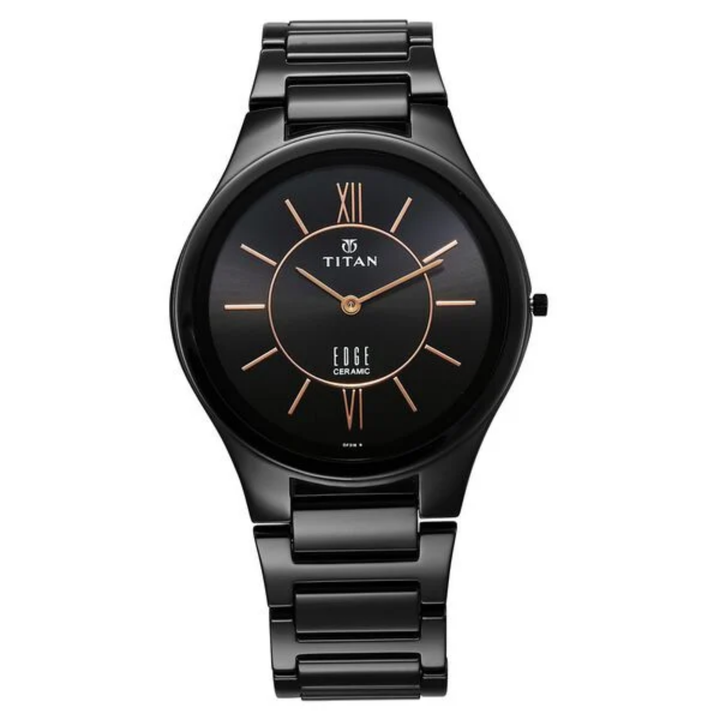 Titan Edge Ceramic: The Minimalist Black Edition – Ultra-Slim Men’s Watch with Rich Onyx Dial