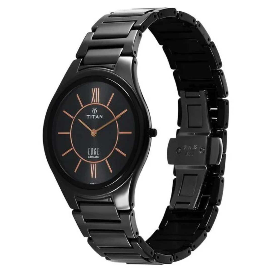 Titan Edge Ceramic: The Minimalist Black Edition – Ultra-Slim Men’s Watch with Rich Onyx Dial