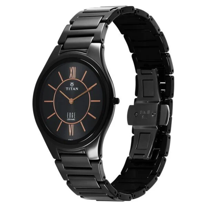 Titan Edge Ceramic: The Minimalist Black Edition – Ultra-Slim Men’s Watch with Rich Onyx Dial