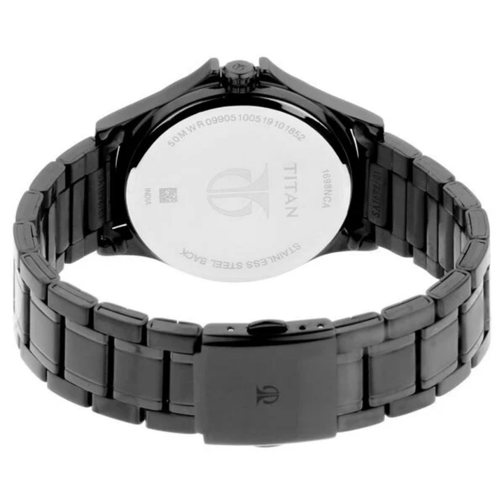 Titan Men’s Multifunction Executive: Black Sunray Dial with Precision Sub-Dials &amp; Stainless Steel Bracelet