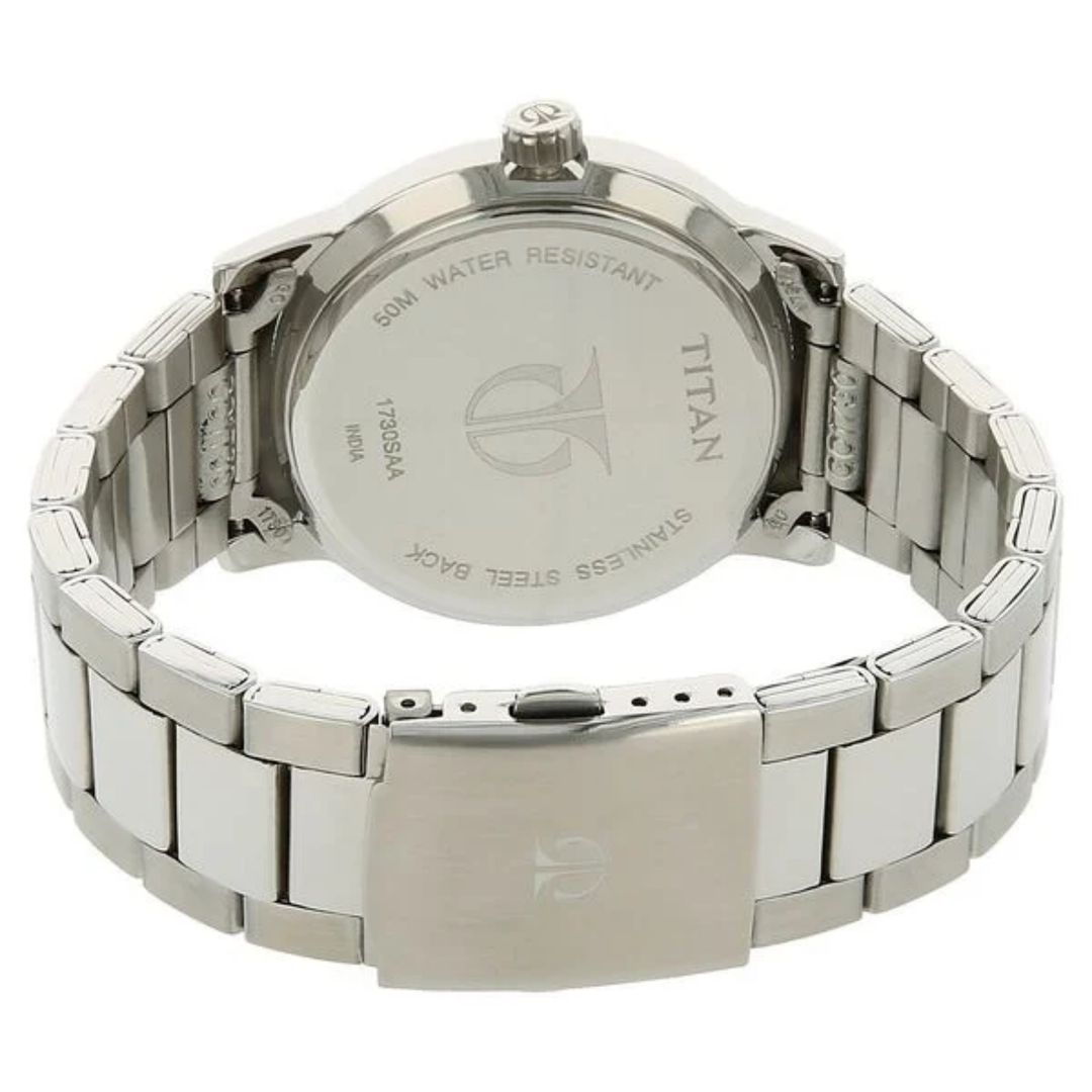 Titan Men’s Blue &amp; Silver Classic: A Bold Statement in Urban Elegance – Featuring a Sunray Blue Dial