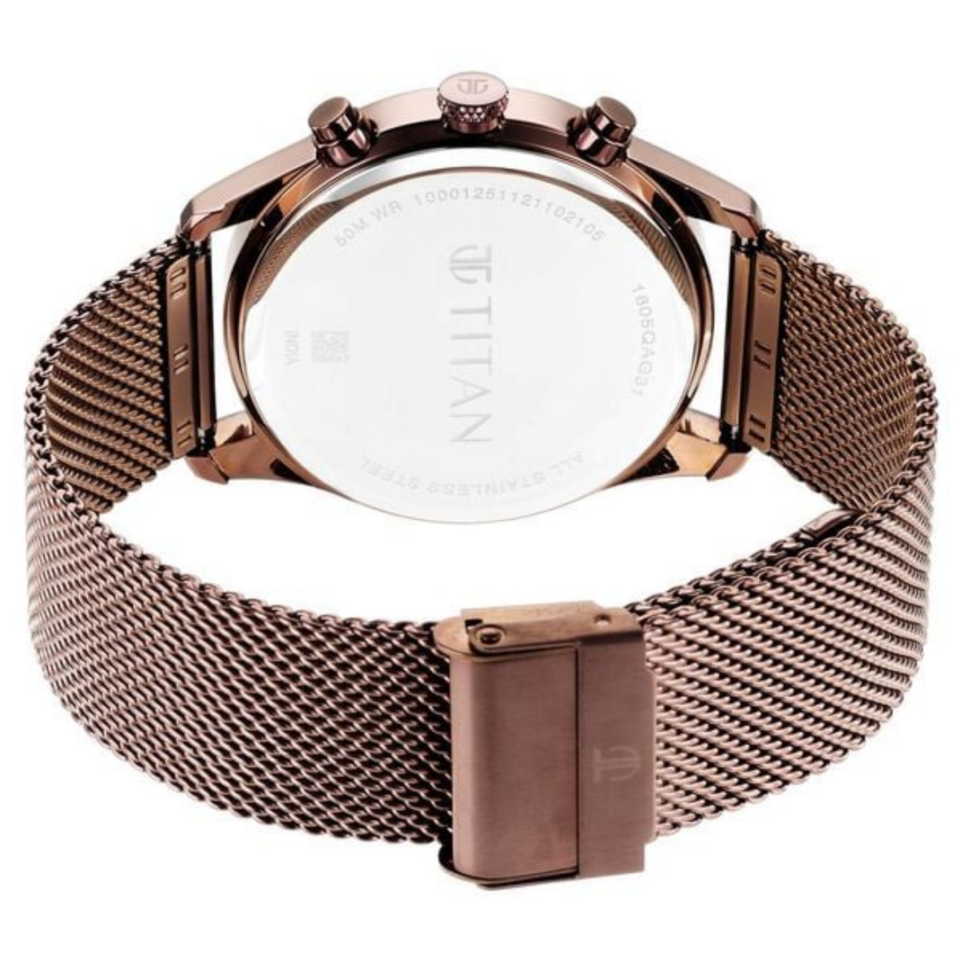 Titan Neo Splash: Midnight Black Executive – Men’s Analog Watch with Precision Date &amp; Silver Stainless Steel Bracelet