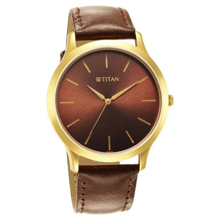 Titan Men’s Karishma Radiance: Sophisticated Brown &amp; Gold Edition – A Timeless Classic for the Modern Executive