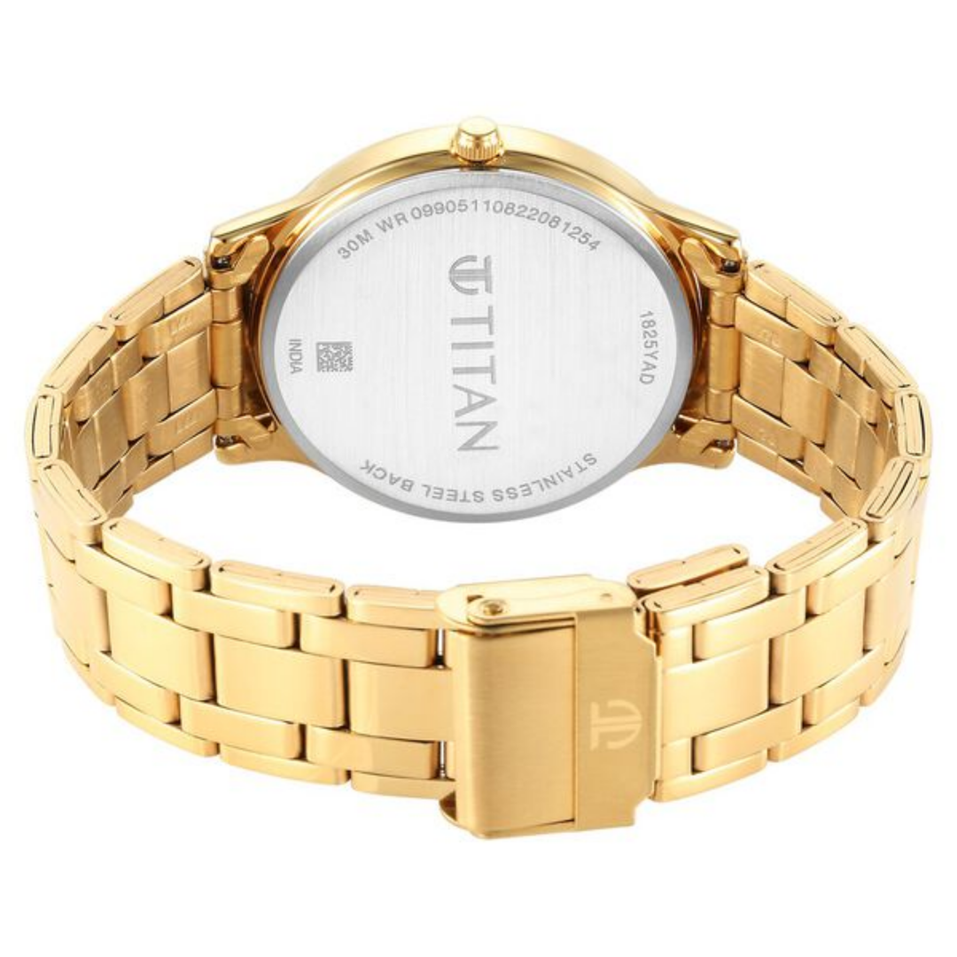 Titan Karishma: Timeless Gold Heritage – Men’s Analog Watch with a Sunray Champagne Dial &amp; Polished Gilded Bracelet