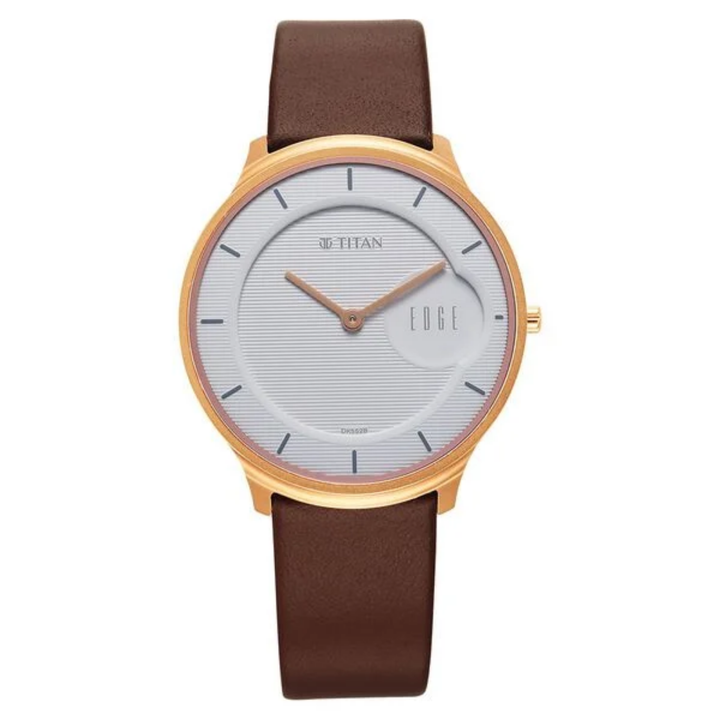 Titan Edge: The Art of Minimalism – Ultra-Slim Arctic White Dial Paired with Hand-Finished Cognac Leather