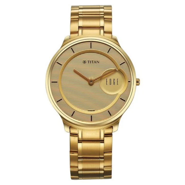 Titan Men’s Edge: The Pinnacle of Slimness – All-Gold Precision Engineering with Scratch-Resistant Sapphire Crystal